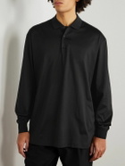 Charvet - Cotton-Sateen Polo Shirt - Black