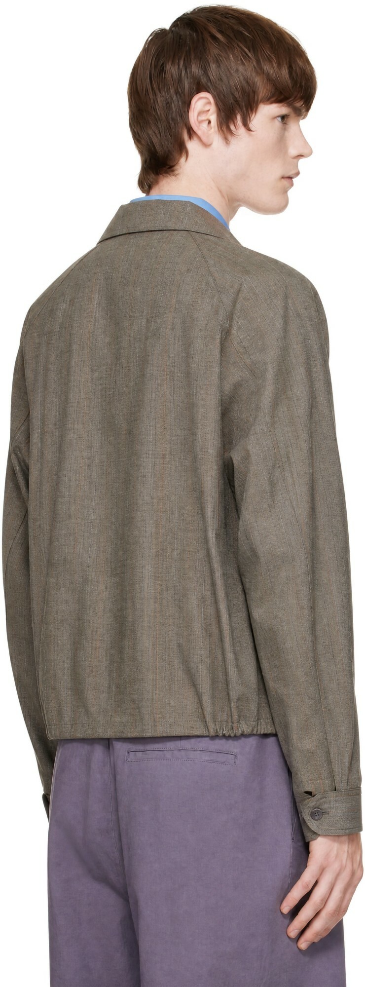 SOSHIOTSUKI Gray Melange Stripe Trucker Jacket