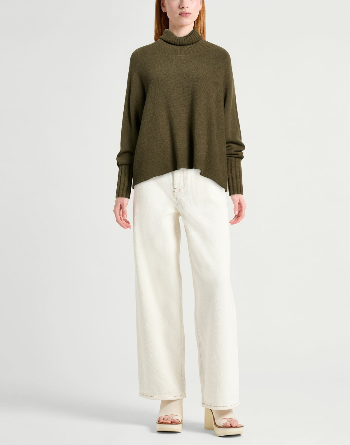 Manila Grace Womens Turtleneck Military in Green