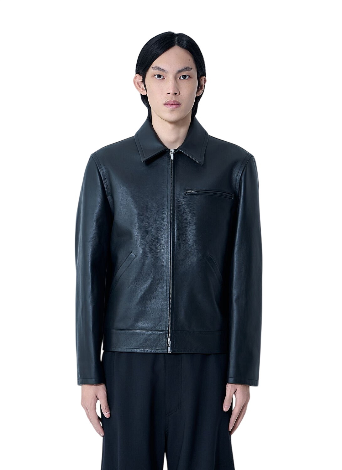 Jil Sander Men's Nylon Zip Up Shirt Jacket in Black Jil Sander