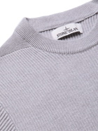 Stone Island - Logo-Appliquéd Ribbed Cotton Sweater - Gray