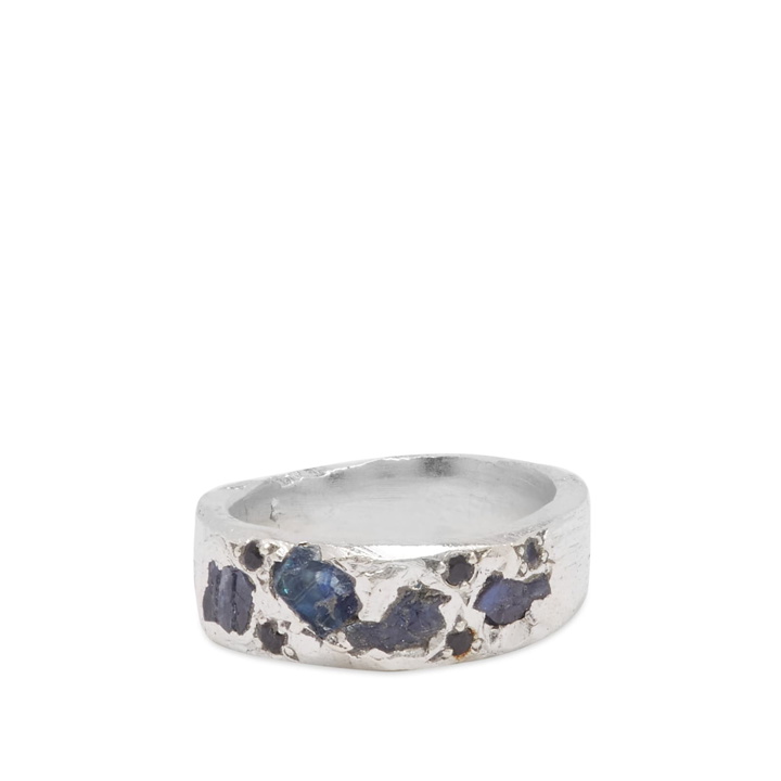 Photo: The Ouze Men's Mixed Sapphire Cluster Band Ring in Silver/Sapphire