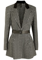 Norma Kamali Printed Belted Stretch-jersey Blazer Black