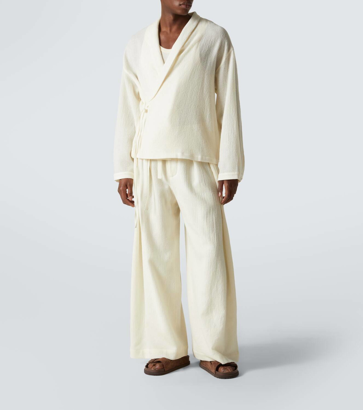 King & Tuckfield Deep Fold wool wide-leg pants