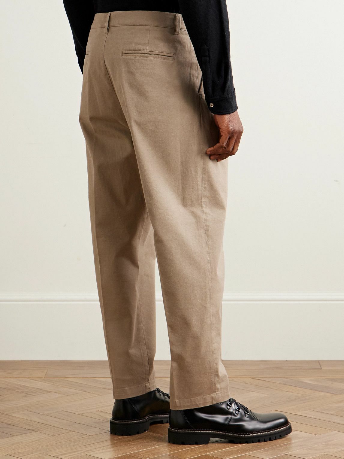 Massimo Alba - Stan Tapered Pleated Cotton-Twill Trousers - Neutrals