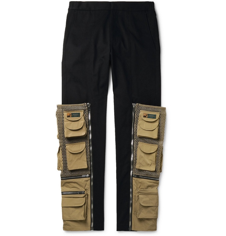 Photo: Palm Angels - Panelled Cotton-Twill Cargo Trousers - Black