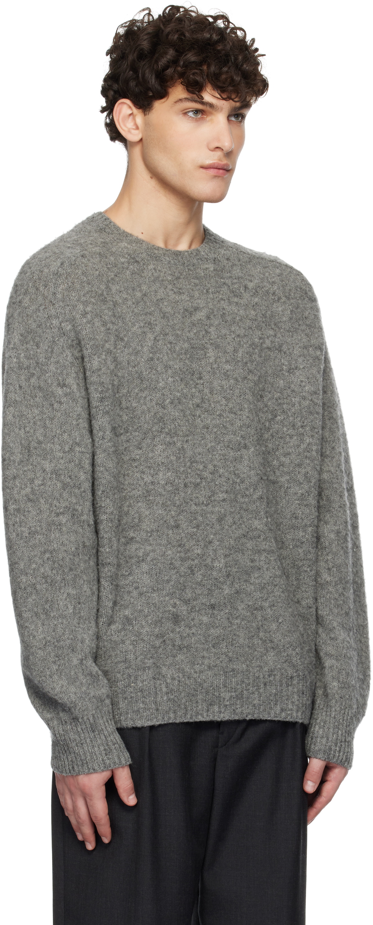 YLÈVE Gray Brushed Wool Sweater