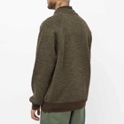 MHL by Margaret Howell Men's MHL. by Margaret Howell Knitted Bomber Jacket Cardigan in Green/Brown