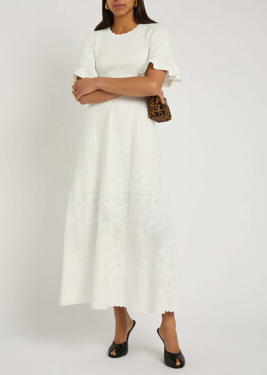Needle & Thread Scalloped Pointelle-knit Gown Cream