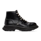 Alexander McQueen Black Contrast Stitch Tread Lace-Up Boots