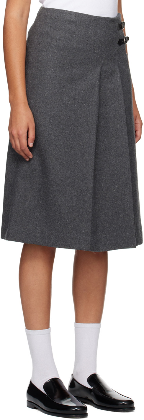 Dunst Gray Belted Midi Skirt