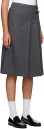 Dunst Gray Belted Midi Skirt