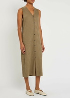Vince Ribbed Stretch-knit Midi Dress Beige