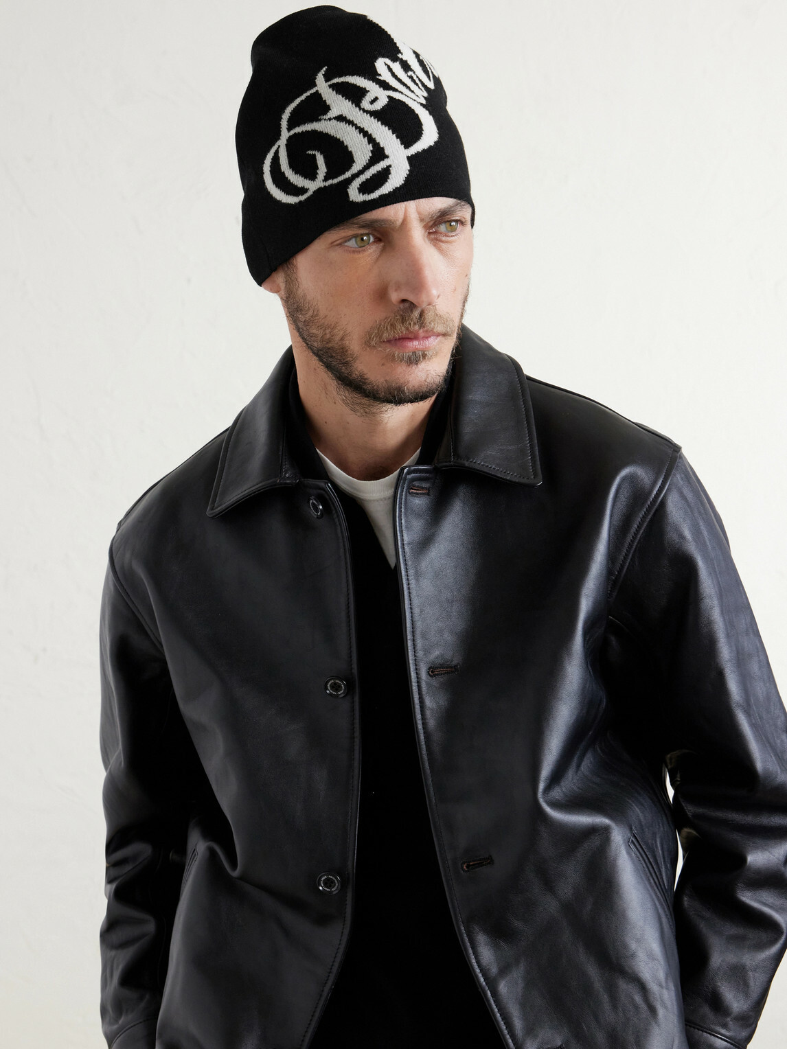 Balenciaga - Intarsia-Knit Wool-Blend Beanie - Black