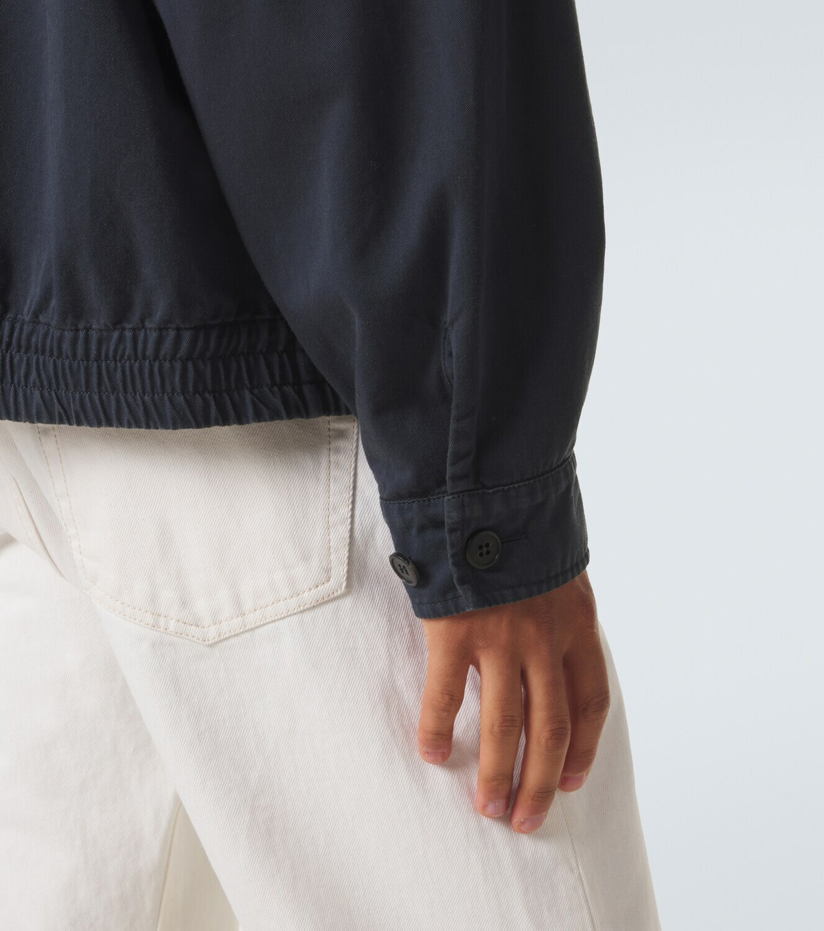 Prada Leather-trimmed cotton canvas blouson jacket