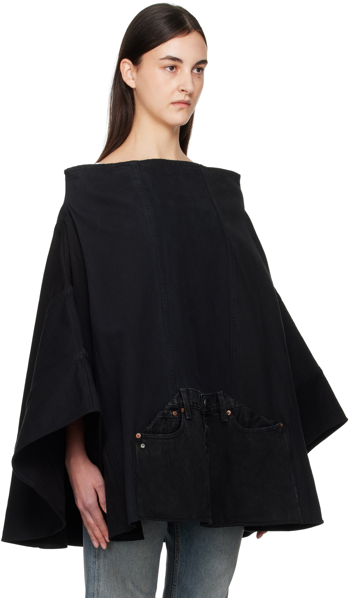 Bless Black Nº73 Sweaterponcho Vintage Denim Jacket