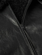 Acne Studios - Shearling-Trimmed Cracked-Leather Jacket - Black