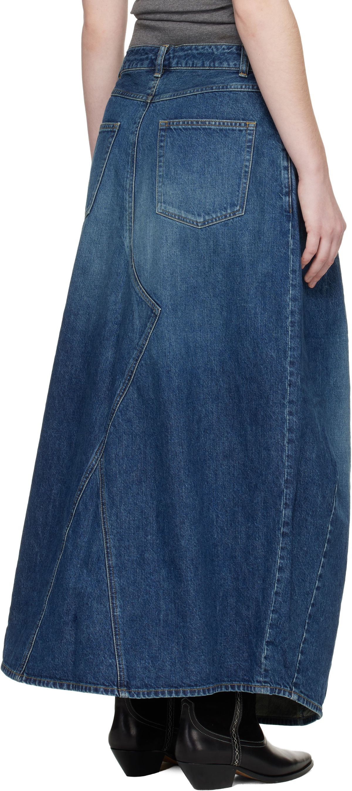 NEEDLES Navy H.D. Denim Midi Skirt