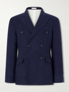 Massimo Alba - Brando Double-Breasted Linen Blazer - Blue