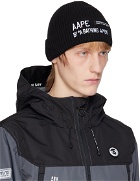 AAPE by A Bathing Ape Black Embroidered Beanie