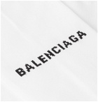 Balenciaga - Logo-Intarsia Stretch Cotton-Blend Socks - White