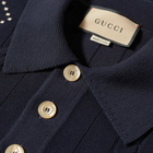 Gucci Men's Knitted GG Polo Shirt in Blue