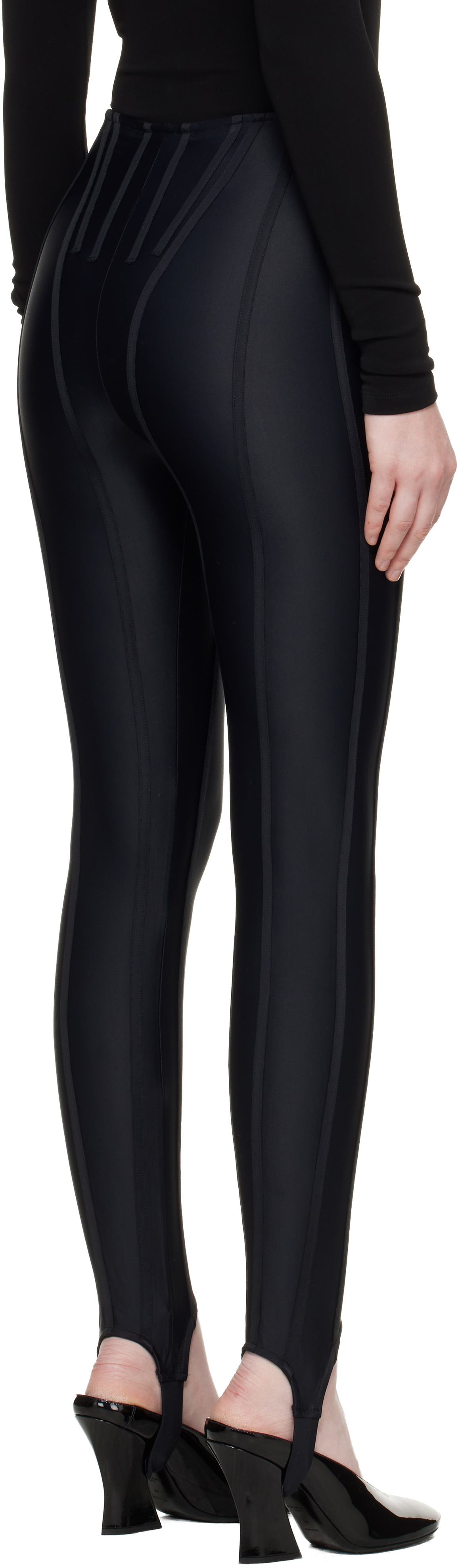 Mugler Black Corseted Leggings