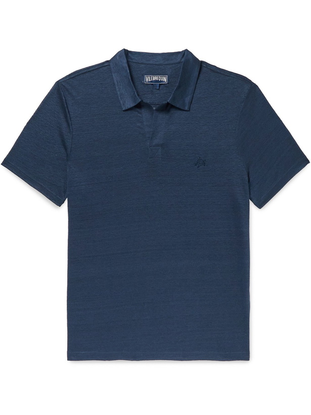 Photo: VILEBREQUIN - Pyramid Slub Linen-Jersey Polo Shirt - Blue