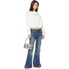 Palm Angels Off-White Curved Logo Crop Sweatshirt