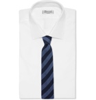 Thom Sweeney - 7.5cm Striped Cotton and Silk-Blend Tie - Blue