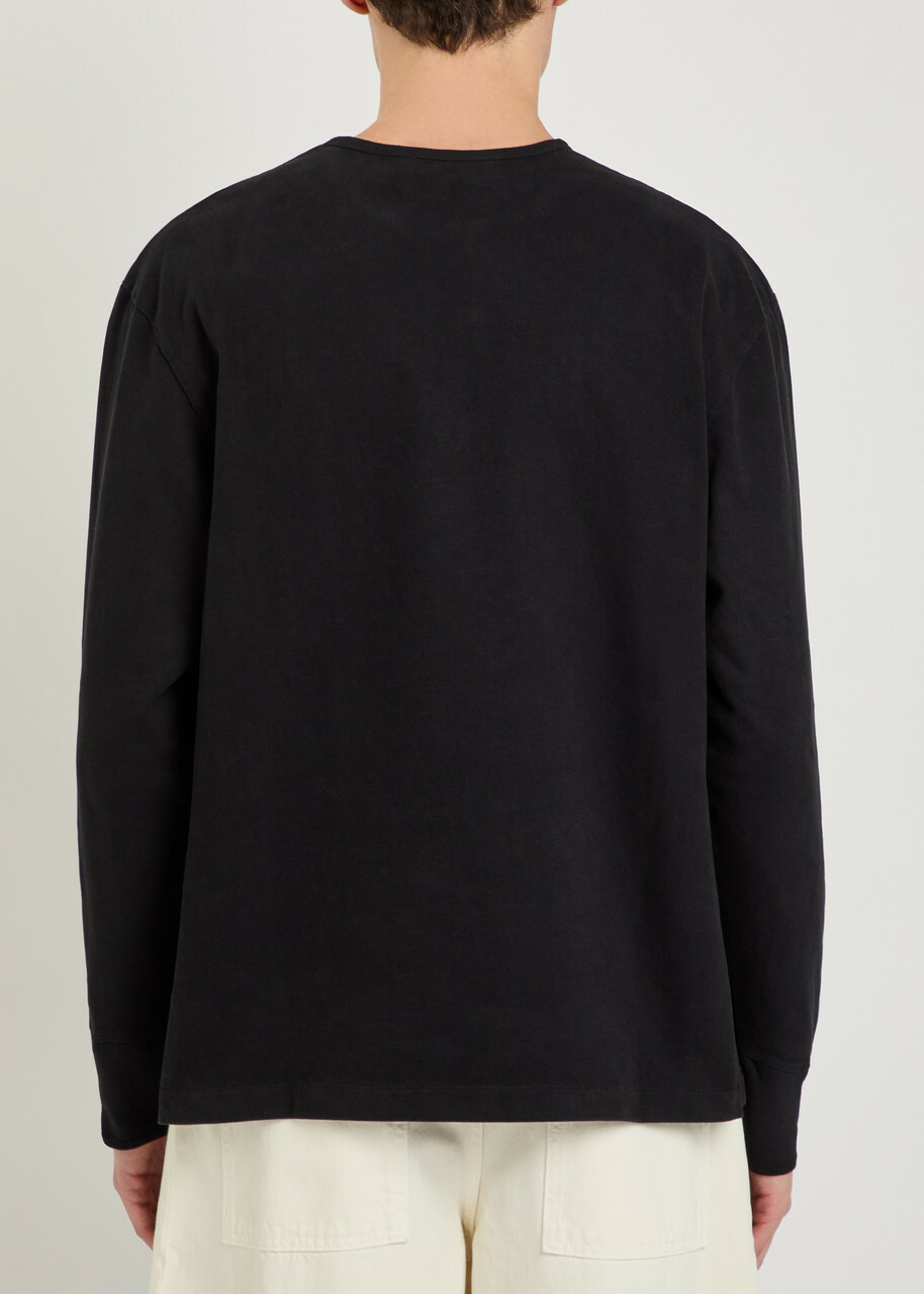 Studio Nicholson Round-neck Cotton Henley T-shirt Black