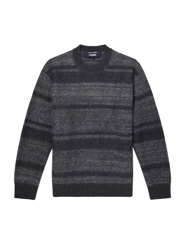 Photo: COMME DES GARÇONS HOMME - Striped Brushed Wool-Blend Sweater - Gray