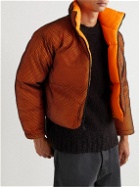 Connor McKnight - Throwing Fits Reversible Quilted Recycled Shell and Mesh Down Jacket - Orange