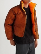 Connor McKnight - Throwing Fits Reversible Quilted Recycled Shell and Mesh Down Jacket - Orange