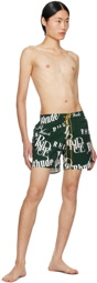 Rhude Green Mash-Up Swim Shorts