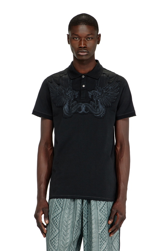 Photo: Diesel Cotton polo with embroidered patch - Polos Mens in Black
