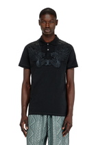 Diesel Cotton polo with embroidered patch - Polos Mens in Black
