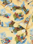 BODE - Camp-Collar Printed Silk-Satin Twill Shirt - Yellow