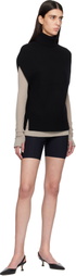 TOTEME Black Double-Knit Cape Turtleneck