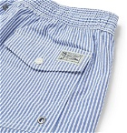 Polo Ralph Lauren - Mid-Length Striped Cotton-Blend Seersucker Swim Shorts - Men - Blue