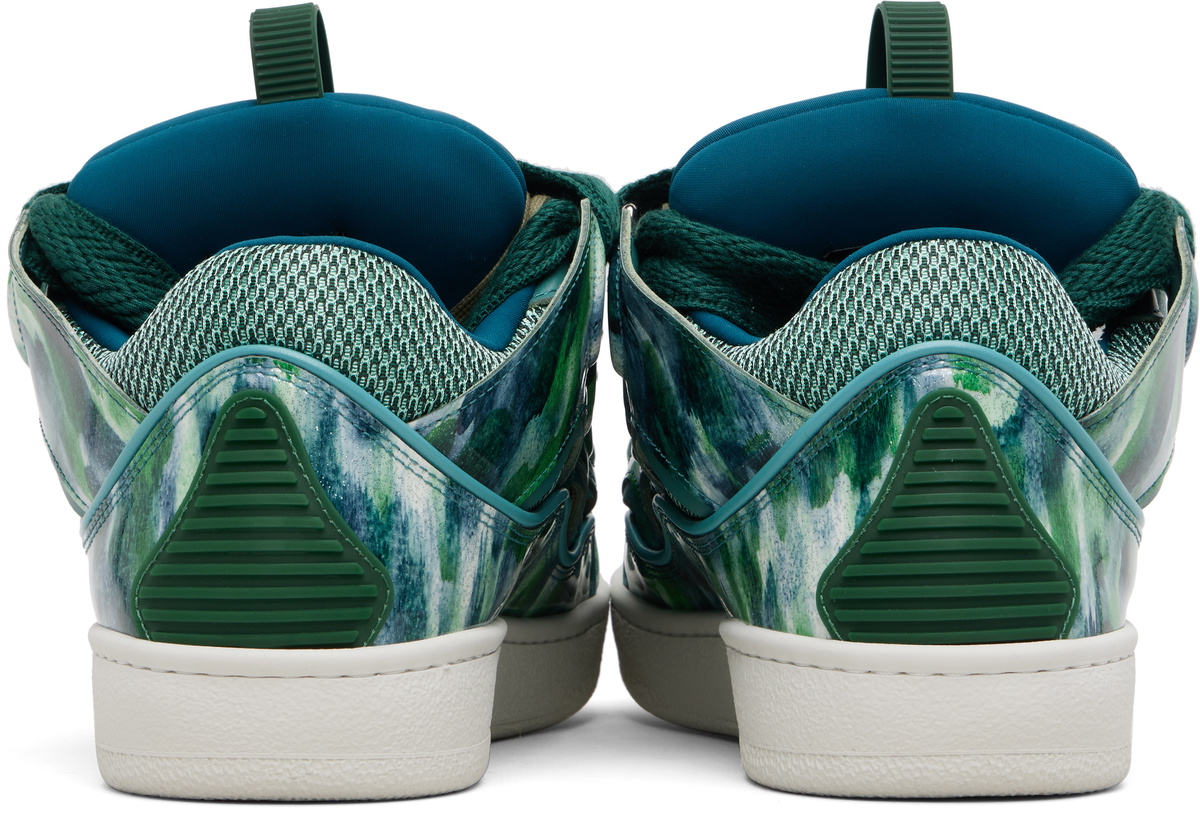 Lanvin Green Curb Leather Sparkles Sneakers Lanvin