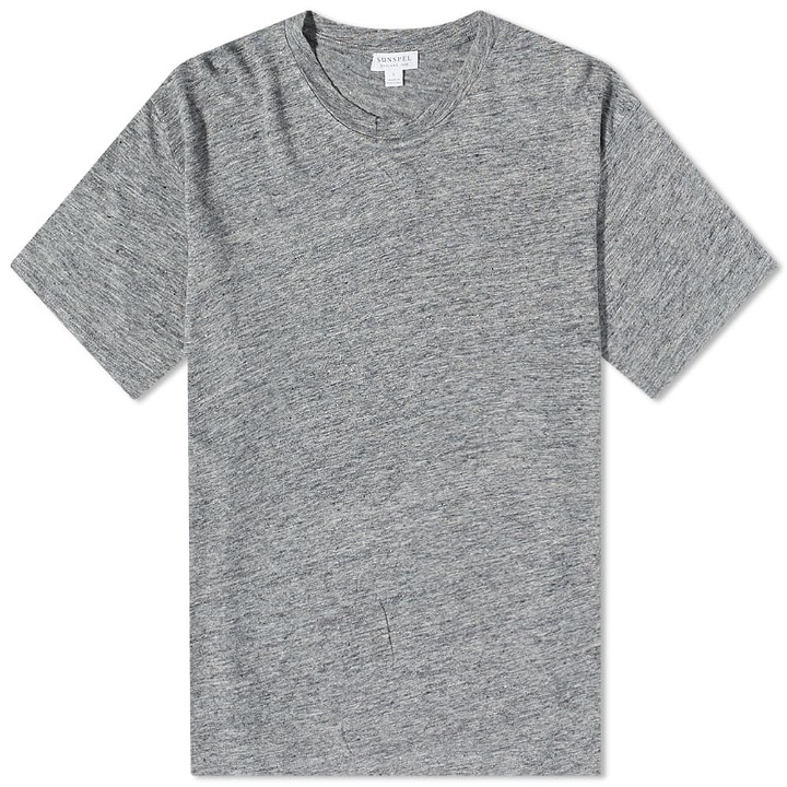 Photo: Sunspel Men's Linen T-Shirt in Mid Grey Melange