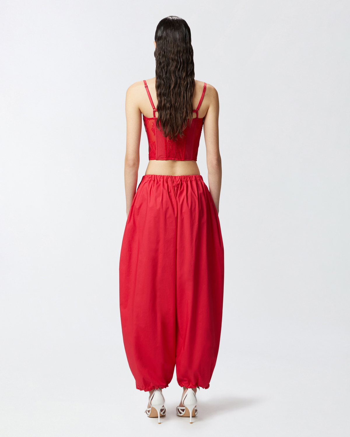 Pinko Lightweight Balloon Trousers With Drawstring Salsa Red