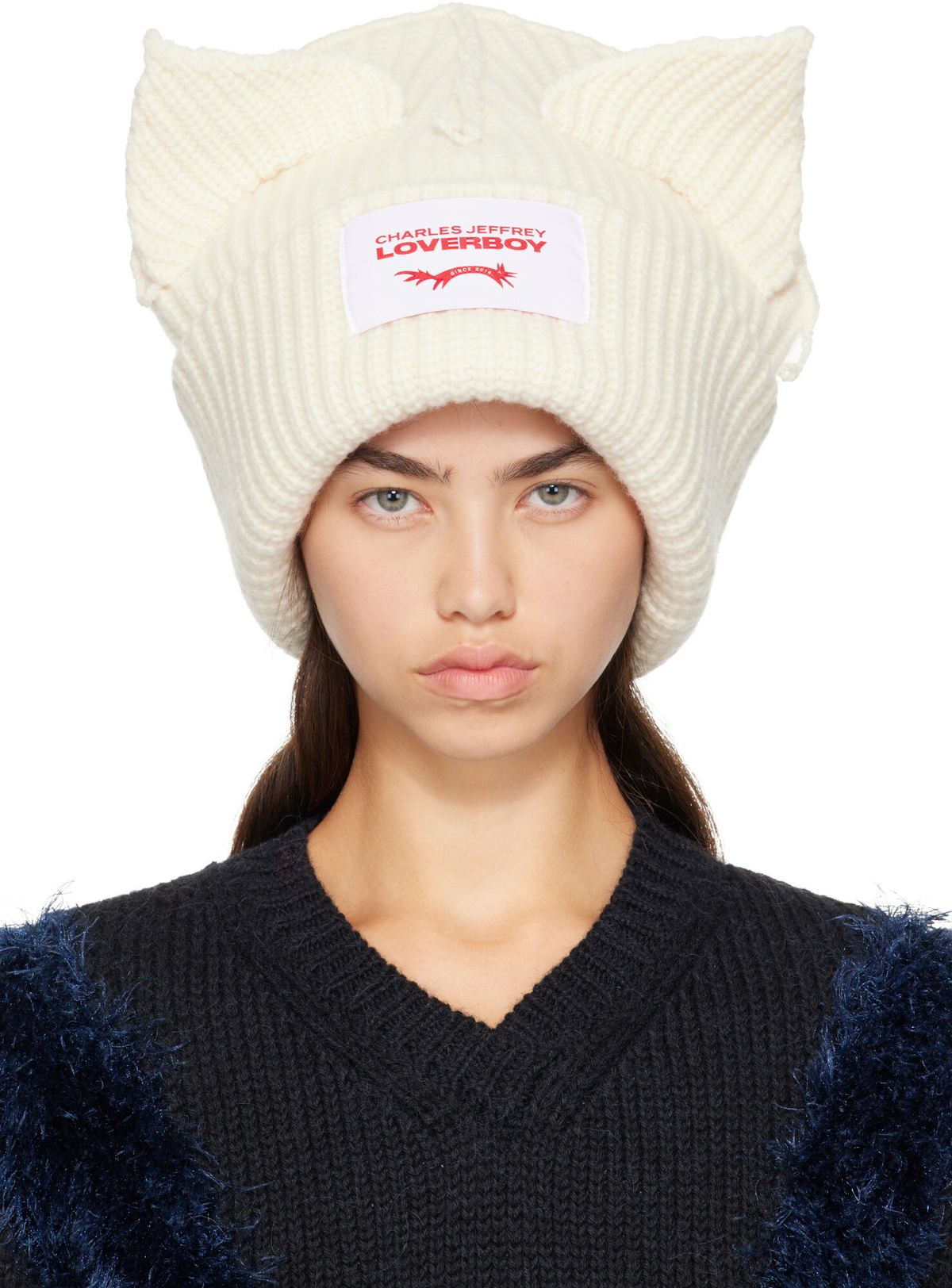 Charles Jeffrey LOVERBOY Off-White Supersized Chunky Ears Beanie