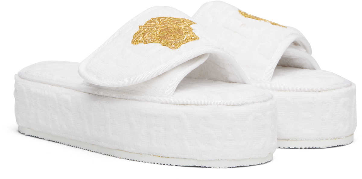 Versace White 'Versace Allover' Slippers