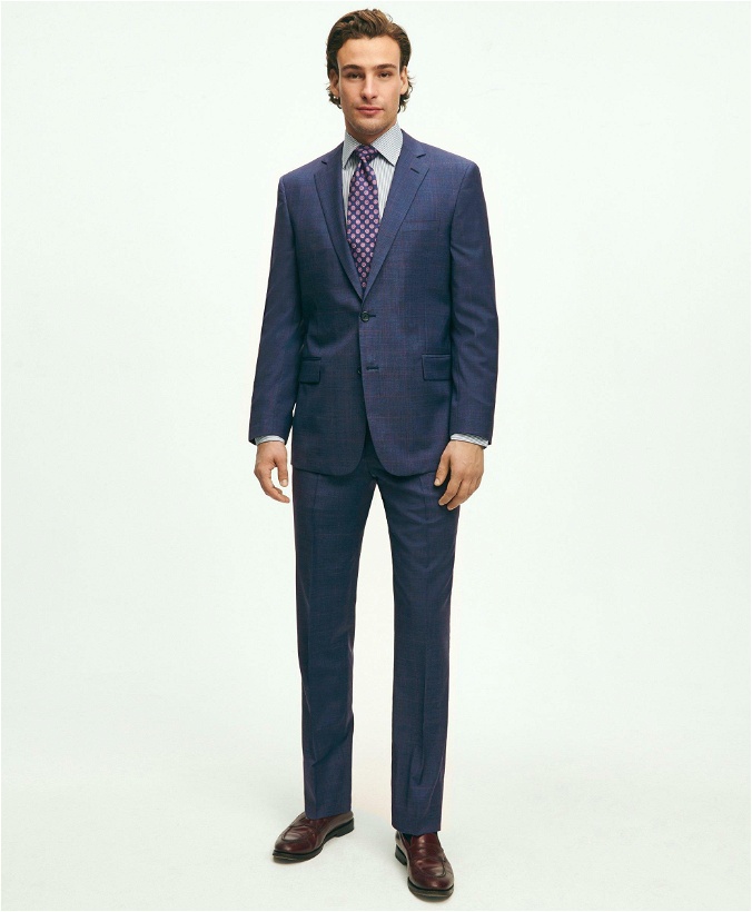 Photo: Brooks Brothers Men's Regent Fit Wool Overcheck 1818 Suit | Blue
