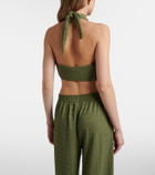 Jade Swim Aylin halterneck seersucker crop top