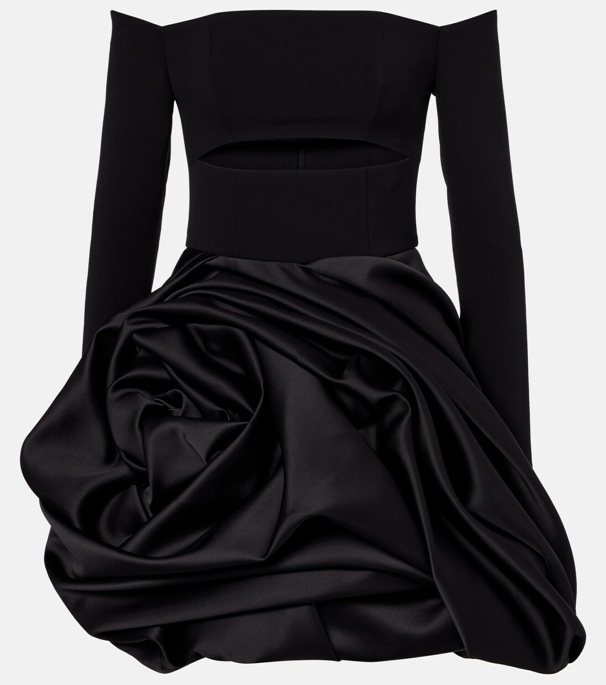Carolina Herrera Draped off-shoulder satin minidress