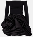 Carolina Herrera Draped off-shoulder satin minidress