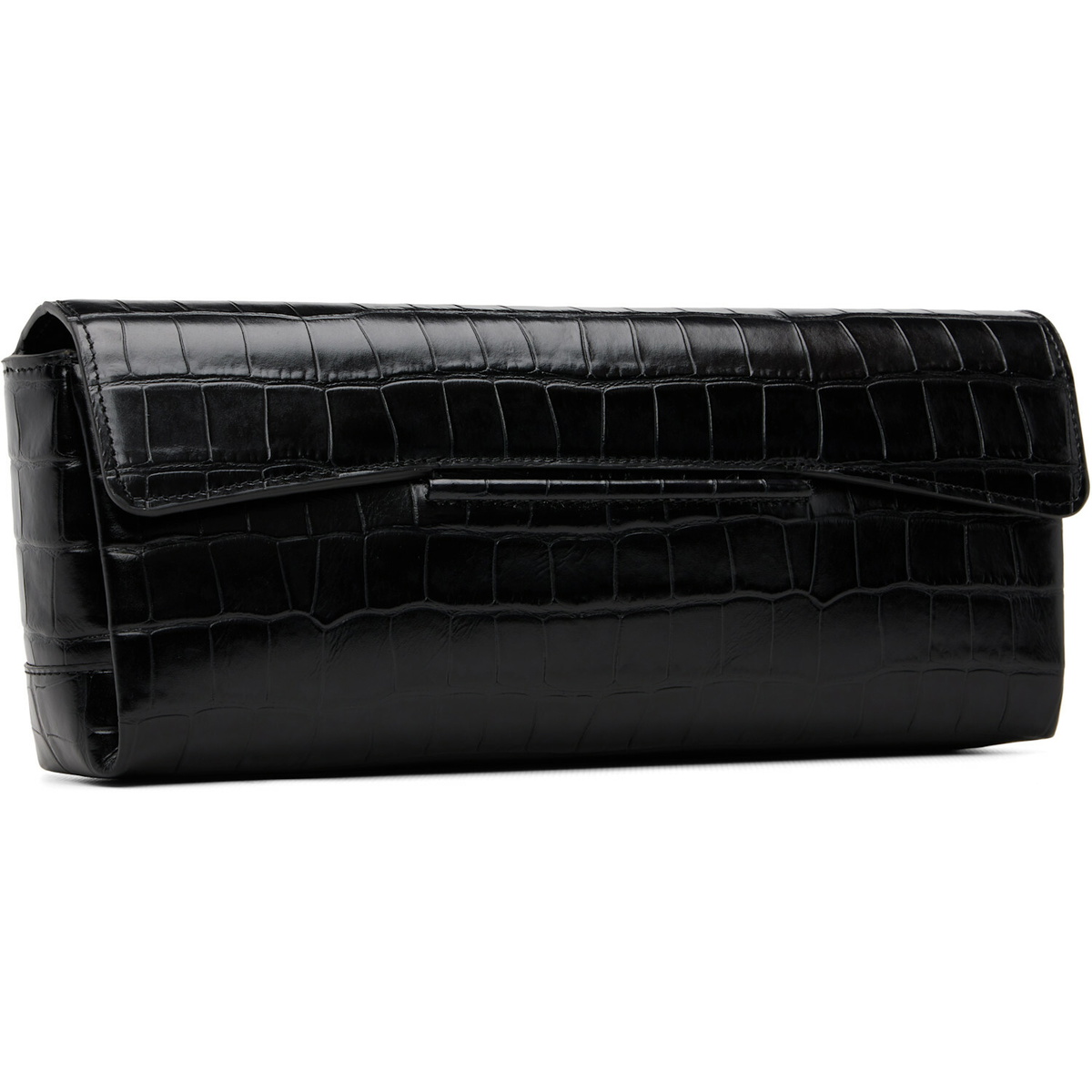 TOTEME Black Soft Croco-Embossed T Clutch